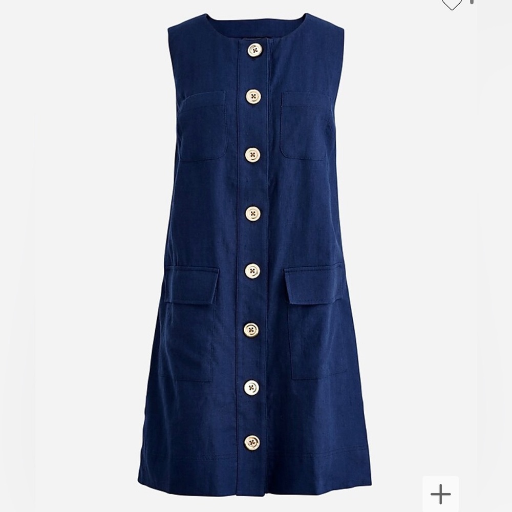 J. Crew Navy Mini Dress with Button Detail